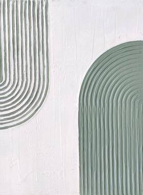 工货JVK厂现半绘现代简约何挂画立几体抽象时尚套画卧手室装饰画