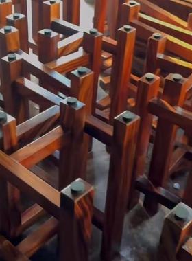 实木大桌子腿板支撑架脚茶餐桌台脚原配套YYJ木桌工字架大理石加