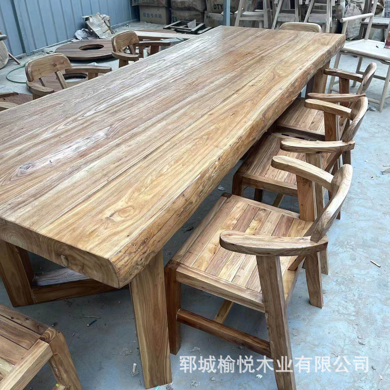 老榆木大班桌商业办公桌 会议桌茶桌餐桌书画桌办公桌椅组合风化