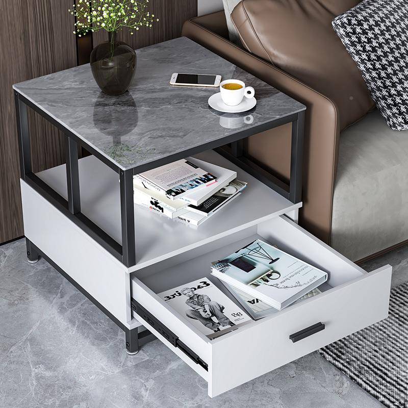 轻岩角PZM板边几客厅沙发边柜侧边柜简约小茶几几方几奢方桌床小