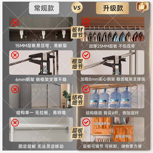 家用货架衣卧室衣帽间装转柜角开放式金属款收纳柜345新组挂衣服