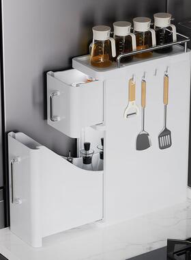 厨收纳调味品厨具28309滑置物架桌面抽柜拉式带挂钩房带轮一体式