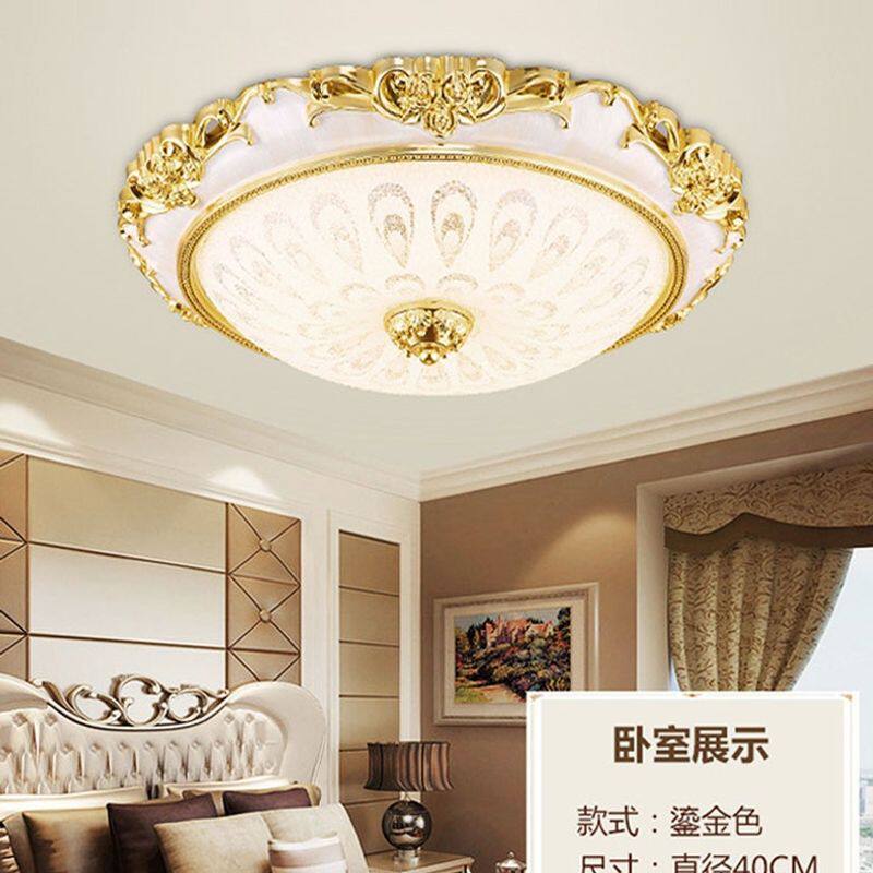 led简欧卧室灯客厅灯圆形欧式吸顶灯温馨水晶餐厅灯方形阳台灯具
