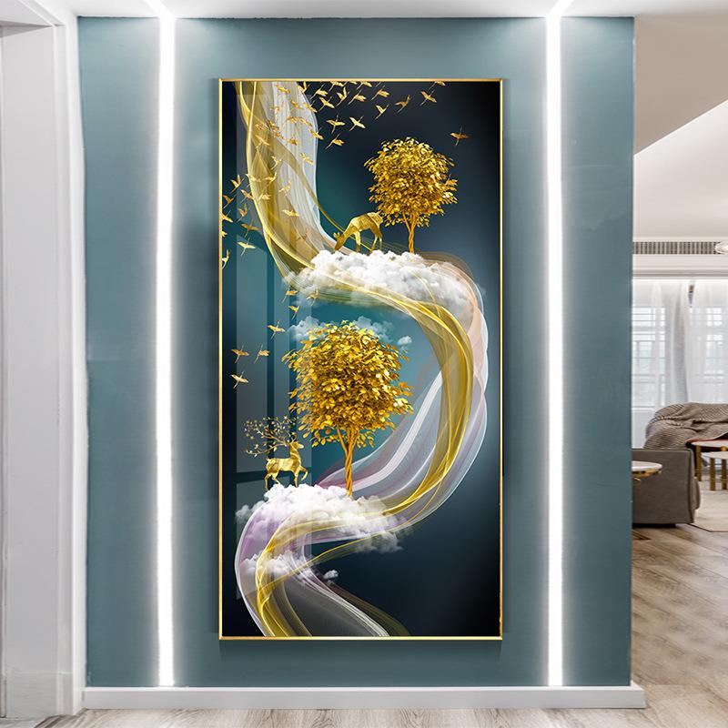 KIG入户玄装饰厅画走廊过道竖版壁画现代简轻约客奢风晶瓷镶钻挂