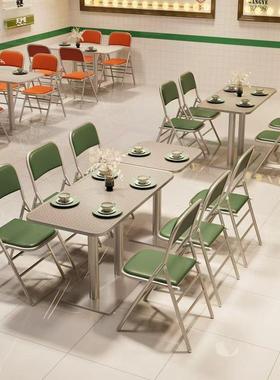 烧怀旧古港式茶餐厅复34755不锈钢桌椅组合工业风餐饮夜烤宵店外