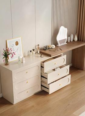 轻奢奶油风实室木板33973斗柜质梳妆台一体小岩户型卧加厚化妆桌