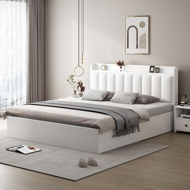 实木床简.现代双人床1.经济F77775MJ型储物床1约米52出租房家用18