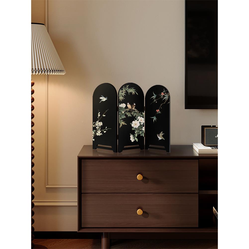 边柜法式件HRR复古饰画鸟可玄花关柜电视柜摆装折叠屏风小刚萌古