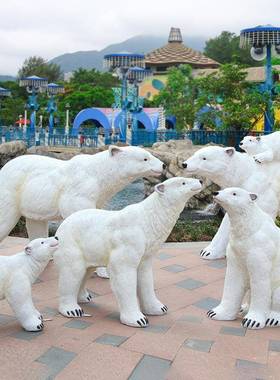 大型户外花园坪仿林32468摆件真动物雕玻璃钢北极熊塑小区幼儿园