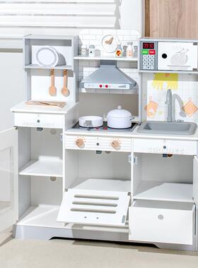 童早教过真家家大型白色冰箱灶台儿厨房仿宝宝做饭餐具场ELQ景玩