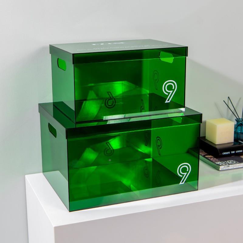 KHC克因蓝亚克力透物明储防尘莱盒子杂志桌书本整理面彩色收纳箱