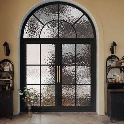 法窗户复古平开窗内网室红铁艺BcFT3Q2y阁楼式落窗拱形月亮艺术推