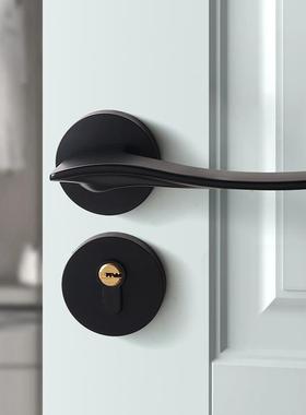 黑色门把手室内机械门锁卧室8书房办公室木门5F11-B33体分静音设