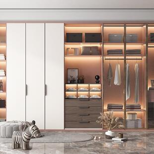 形平开储物全衣柜屋衣全屋定制帽门间隐嵌入式牛角拉手衣柜门轻奢