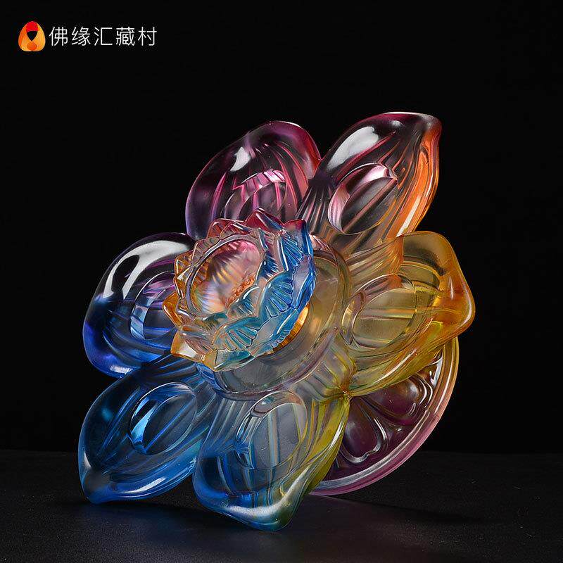 佛缘汇蜡七21907091星琉璃莲花灯座酥油烛底座彩色烛台件摆家用用