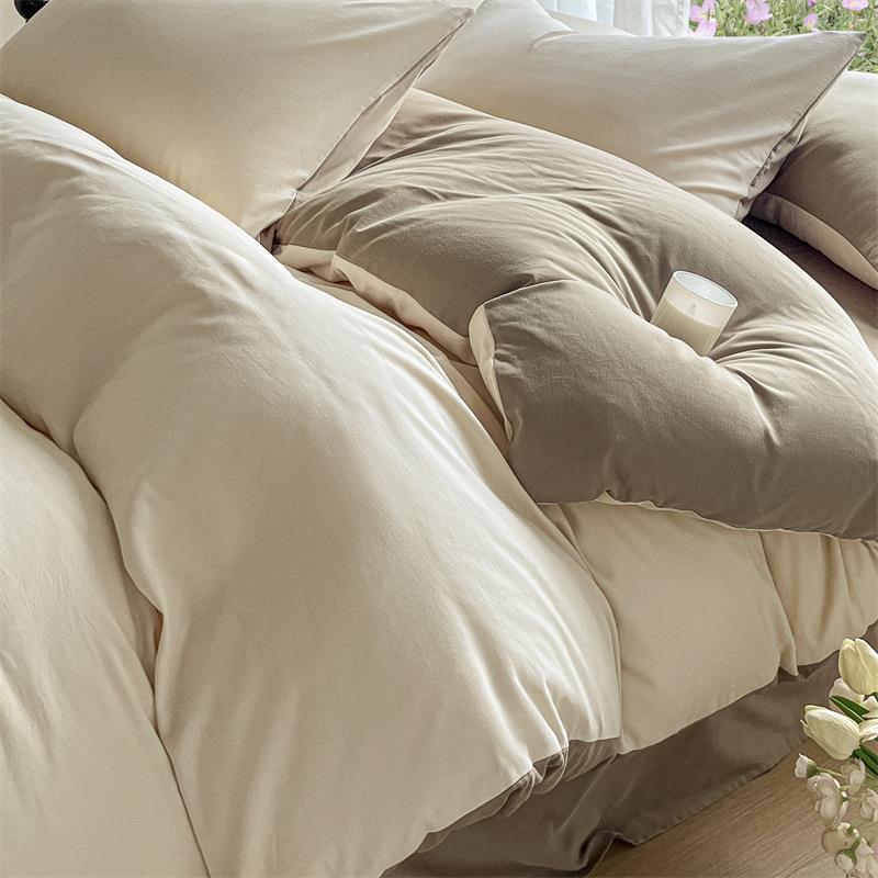 A类件可裸睡1四00全棉磨毛件套秋冬加厚纯棉套MJF床单被三套轻奢