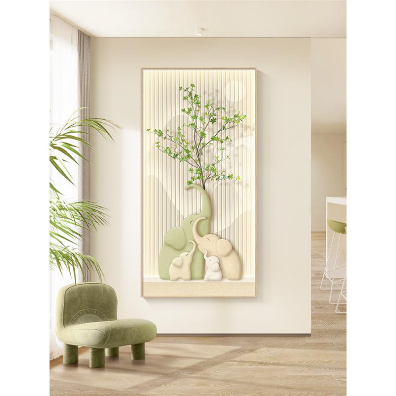 奶油道风玄关约装饰画大象43291绿植客厅走廊过挂画现代入简高档