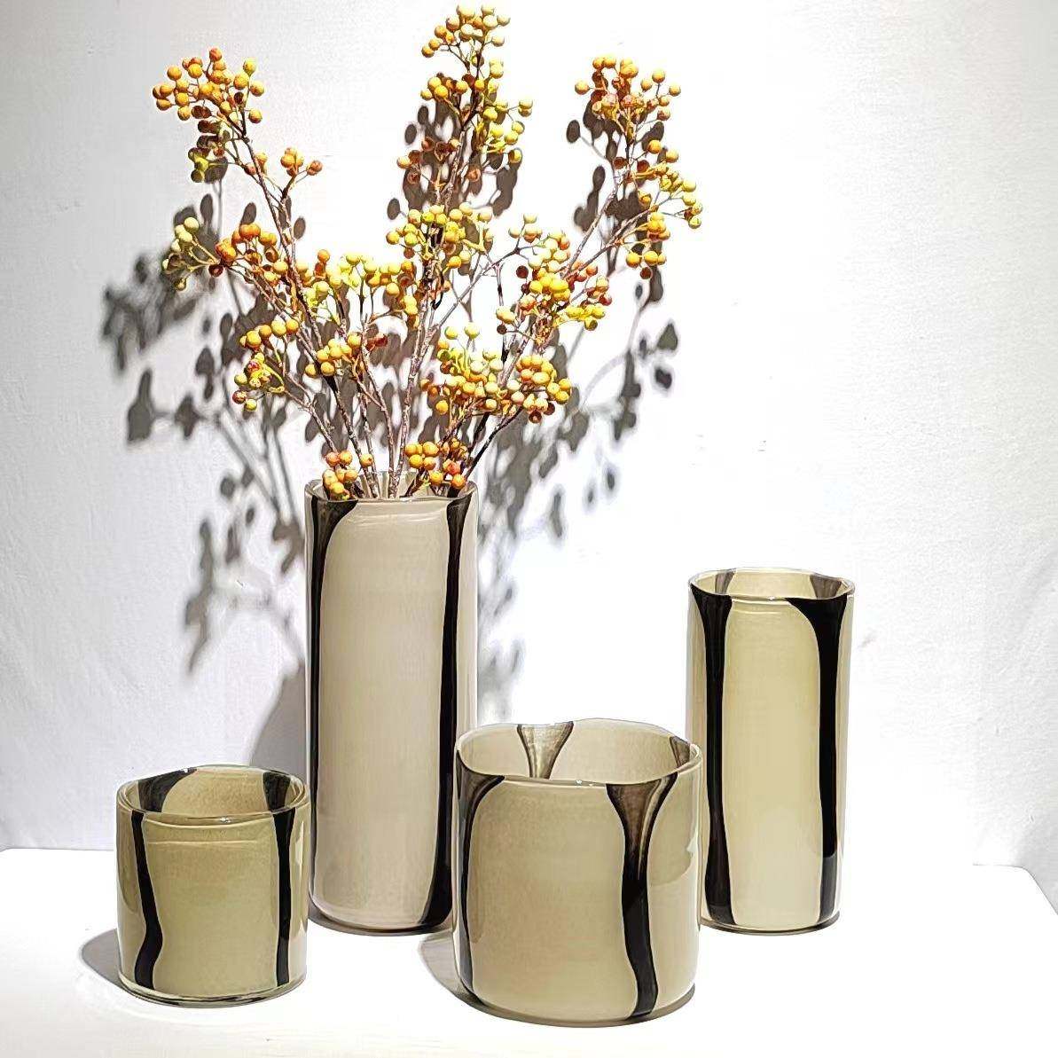 现EJH代简黑色条约纹玻璃样花瓶茶家居板房餐厅几玄关处电视柜摆,金属材料及制品,其他金属制品,淘宝优惠券,粉丝福利购,淘宝优惠卷