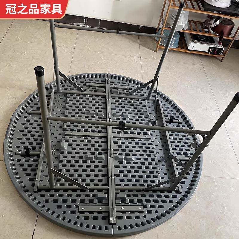 厂家53142251可排折叠餐大桌餐厅户外大档10人位家用简易圆形饭桌