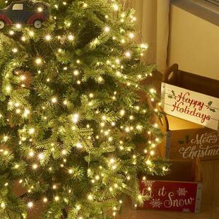 圣诞树ed装 饰氛围灯墨绿铜线彩灯带串户外防水圣节布l81840置2诞4