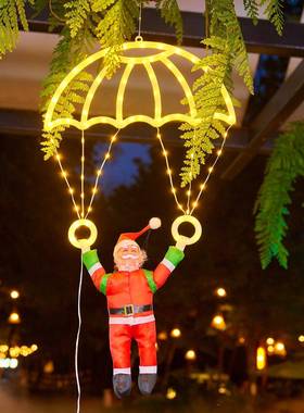 新款圣诞老人爬l梯灯饰灯装氛灯节日ed彩67227灯户外防水橱窗围星