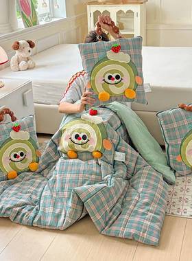 全棉卡通16080抱被子两用二合学生宿枕舍车午休被一幼儿园午睡毯