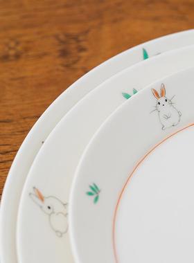 |天可真爱|恬白古彩兔兔54453碗中古陶瓷盘饭碗果水盘家庭套装