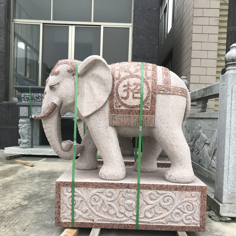 户外公园石雕大象吸水现货批发