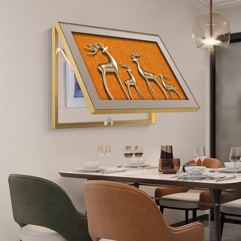 遮麓r壁现轻奢电表箱代装饰画STW麋鹿简约抽象餐厅配电箱挡画电闸
