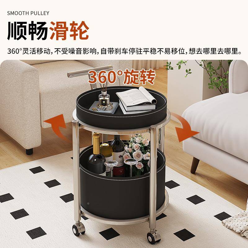 沙VZM发边动几可移小推红小茶几带轮桌子圆桌网床头置物架客厅车