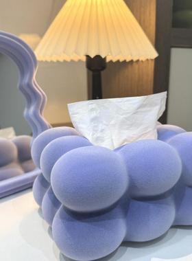 款奶油新纸巾盒2Er3CsTX客厅高档棉花糖抽风纸轻奢创意家盒用茶几