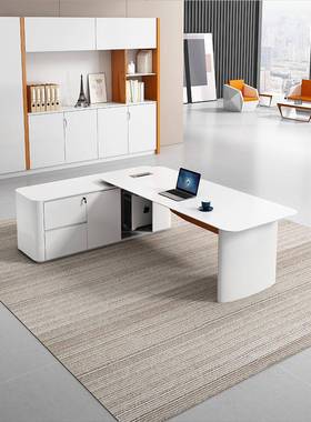 办公白色烤漆ZXR老板经书理桌用简约现代主管桌医轻奢极简美桌家