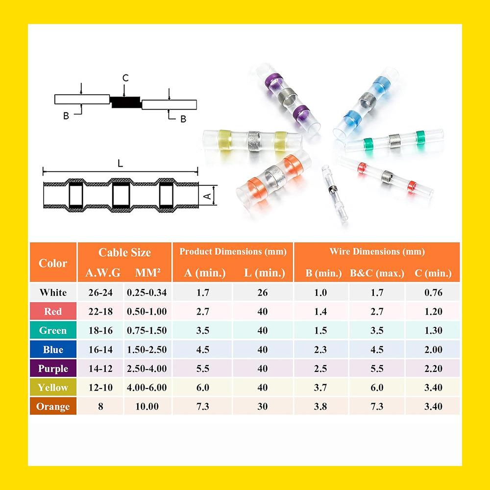境封410水PCS焊锡环150个焊接密连接器和260跨pcs防RSD201端子套
