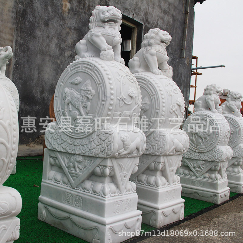 仿古大理石石雕门墩抱鼓 大象头门墩 厂家直供门墩花岗岩石鼓现货