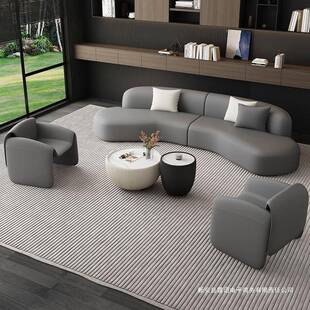 式弧形免洗AA464654猫抓皮沙发欧高端酒店洽大堂接休息区谈沙待发