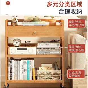 简约小书架宽推车带轮脚移动置物架旋转书UXA柜架加四小茶几移动