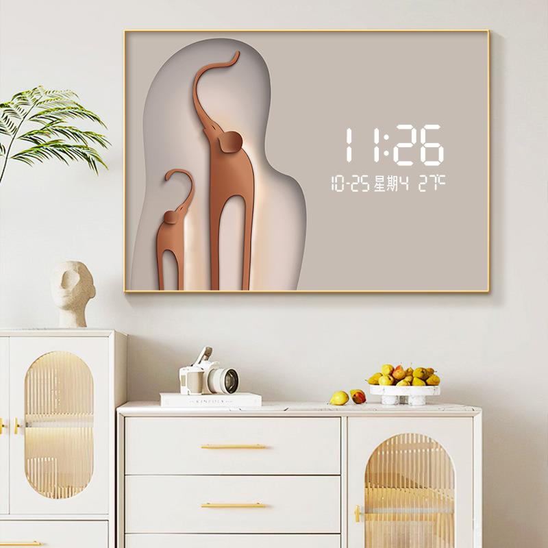 现奢轻电表箱装挂饰画EKR代电子钟大象餐厅配电箱遮挡空开箱免打