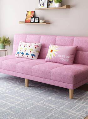 简易客懒厅小型布LIS艺沙发可折叠沙发户床发两用卧室三人人沙出