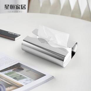 西餐厅纸巾收收 轻高档奢不锈钢纸巾盒餐厅纸巾纳摆异形口纸夹欧式