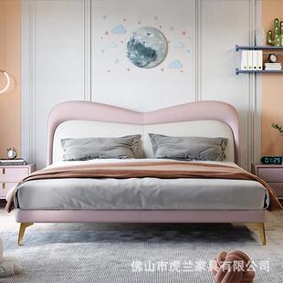 儿童床男孩女孩女生单人床美式创意设计女童床1.5米1.2M软包皮床