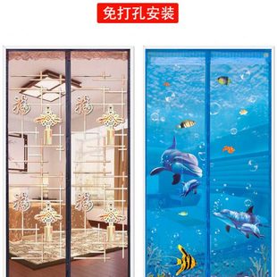 卧室2023防蚊门帘子房间2024四季 门帘家用 通用高档新款 免打孔夏季