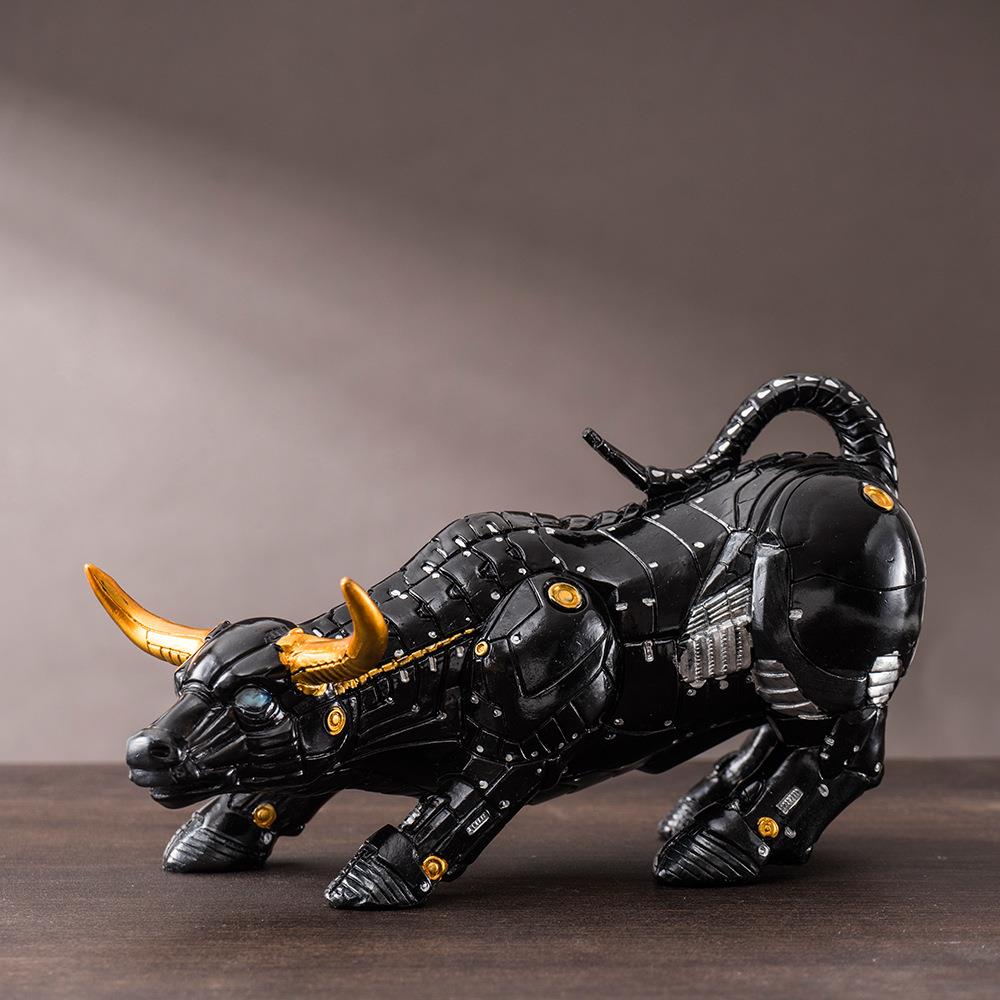 机械华尔街牛树脂潮流桌面摆件工艺品家居办公室牛气冲天装饰品