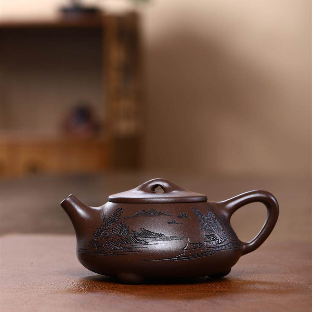 宜兴紫泥紫砂壶家用手工天道酬勤景舟石瓢壶茶壶茶具直播供货