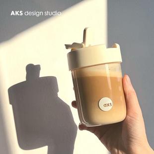 AKS儿童吸管杯夏季塑料杯可爱便携水杯饮料杯咖啡杯韩式咕噜杯ins