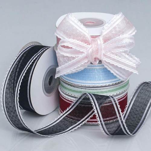 芽边雪纱织带 手工Diy蝴蝶结发饰服装鞋花辅料鲜花包装饰丝带