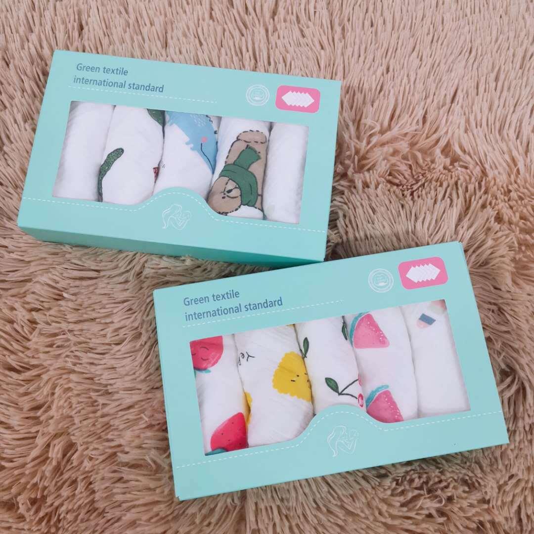 （5条装）四层棉花糖方巾云感纱布小毛巾 纯婴幼儿园口水巾擦手巾