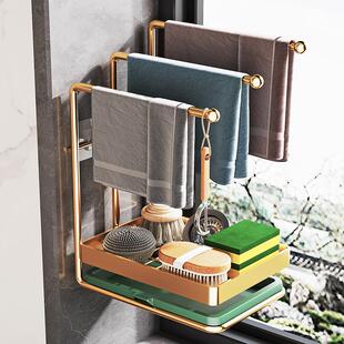 抹布沥水收纳架水池置物架厨房水槽台面清洁刷碗抹布架子挂墙布架