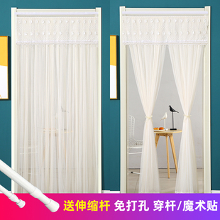 家用防蚊隐私 精品免打孔纱门帘透光不透人遮挡帘蕾丝隔断卧室四季