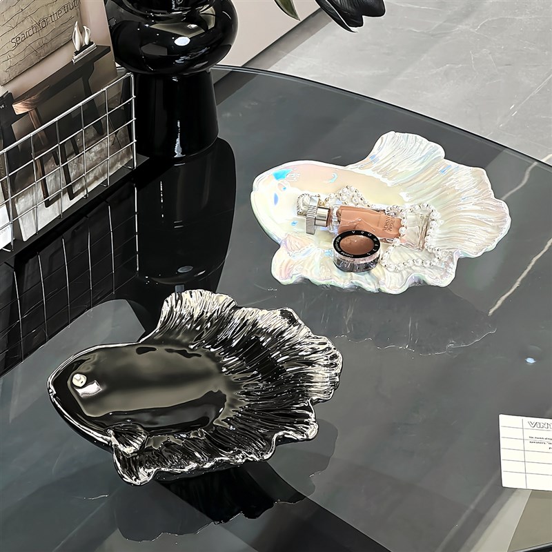 高颜值锦鲤钥匙收纳摆件客厅玄关收纳盘家居装饰品入户置物架托盘