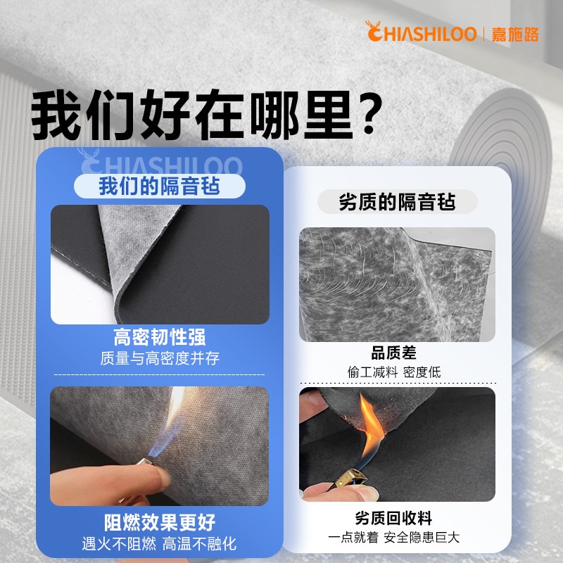 隔音毡阻尼高密度吸音毡家用环保毛毡自粘卧室吊顶隔音地面减震